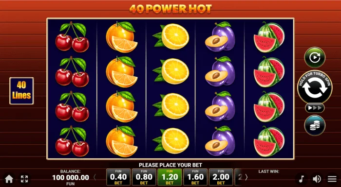 40 Power Hot Coin Boost game screen